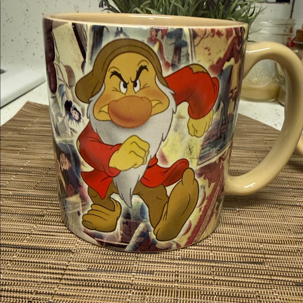 Disney Grumpy and Snow White Mugs - Red and Beige